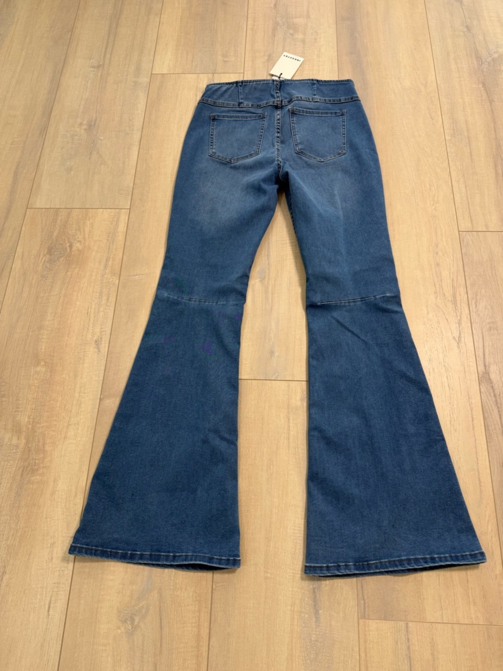 Women's Dark Blue Flare Jeans — High-Rise Stretch Denim - Picture 2 of 6